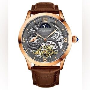 Stuhrling Men’s Special Reserve 3921 Automatic 44mm Skeleton Leather Watch